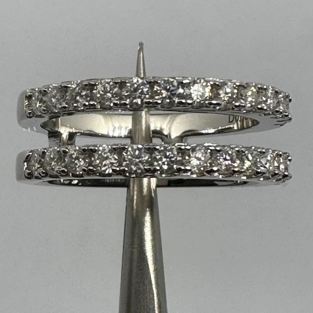 Moissanite Diamond Ring Enhancer Double Row Wedding Band Brilliant GRA Size 10